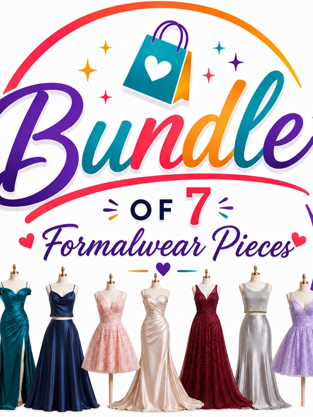 Bundle of 7 Formalwear Pieces Sherri Hill and Etc Formal Dress Set